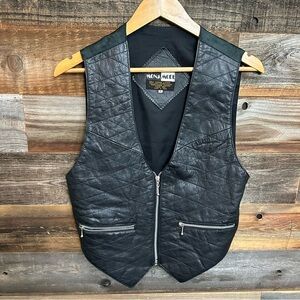 Vtg Leather Mona Mode Vest Women Small Black Leather Biker Motorcycle Classic
